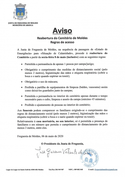 AVISO | Reabertura do Cemitério 