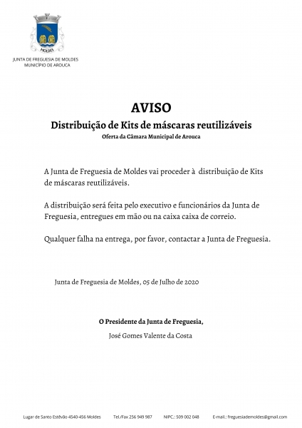 Distribuição de Kits de máscaras reutilizáveis 