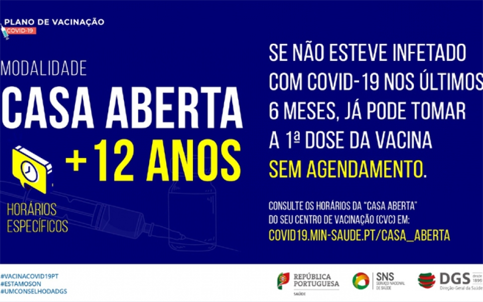 VACINAÇÃO - Casa Aberta Maiores de 12 anos 